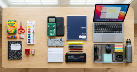 Back to school supplies 2026 — organized by kindergarten, middle school, high school, college, and office